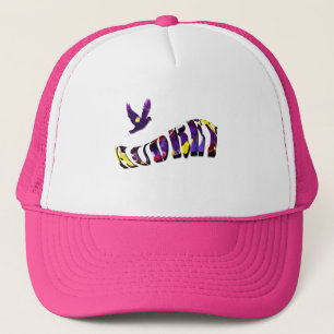 Audrey, Girls Name Text Made With Pansies, Trucker Hat