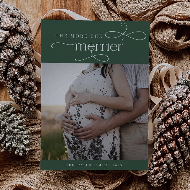 AUDREY Green Cute Noël Grossesse Faire-part (AUDREY Green Cute Christmas Pregnancy Announcement)