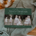 AUDREY Green Modern Family Photo Vintage Christmas Holiday Card<br><div class="desc">AUDREY Green Modern Family Photo Vintage Christmas Holiday Card.

Personalize the front of the card with a photo,  your family name and the year. Personalize the back with an optional holiday greeting or family news,  and your family name.</div>