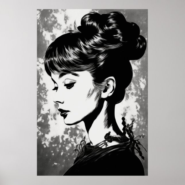 Audrey Hepburn Inspired Glamor Portrait  Poster (Front)