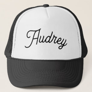 Audrey Name Hat Cap Black and White Neutral Classy