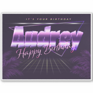 Audrey Name Vorname lila retro Sticker Geburtstag