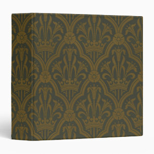 Audsley Vintage Gold Lily Crown Green Damask Art Binder