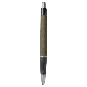 Audsley Vintage Gold Lily Crown Green Damask Art Pen