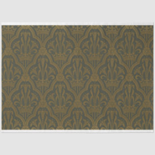 Audsley Vintage Gold Lily Crown Green Damask Art Tissue Paper