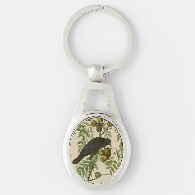 Audubon American Crow Black Bird Keychain (Front)