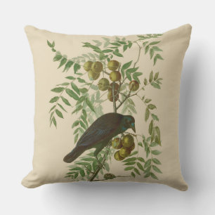 Audubon American Crow Black Bird Outdoor Pillow