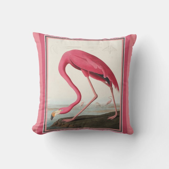 Audubon American Flamingo Throw Pillow (Front)