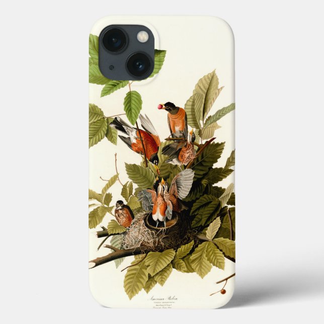 Audubon American Robin Wildlife Bird Illustration Case-Mate iPhone Case (Back)