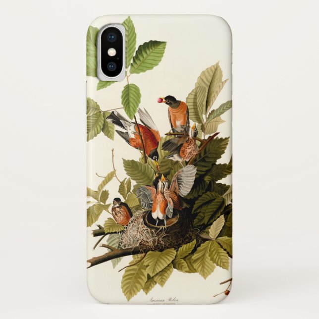 Audubon American Robin Wildlife Bird Illustration Case-Mate iPhone Case (Back)