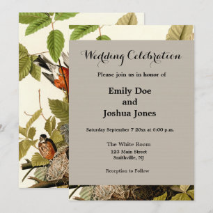 Audubon American Robin Wildlife Bird Illustration Invitation