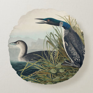 Audubon Bird Loon Diver Classic Round Pillow