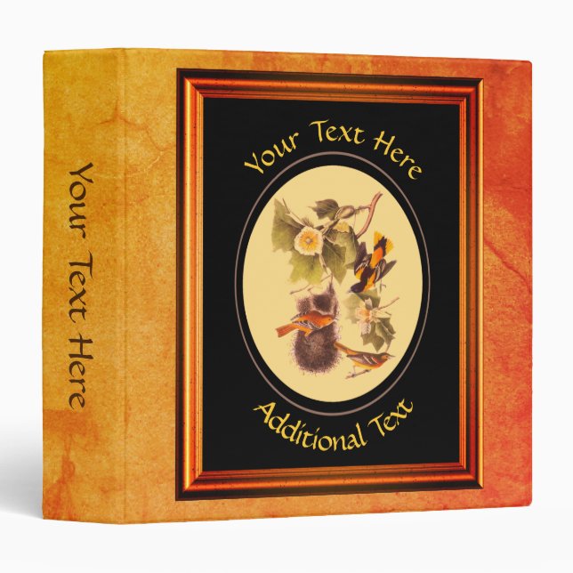 Audubon Birds Troupial Oriole Personalized Binder (Front/Spine)