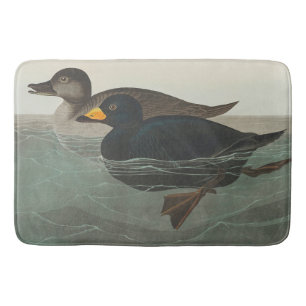 Audubon Black Scoter Print: Vintage Coastal Duck Bath Mat