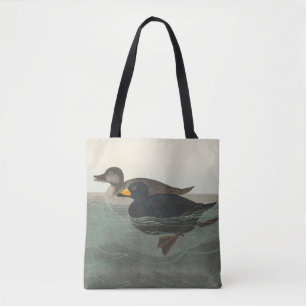 Audubon Black Scoter Print: Vintage Coastal Duck Tote Bag