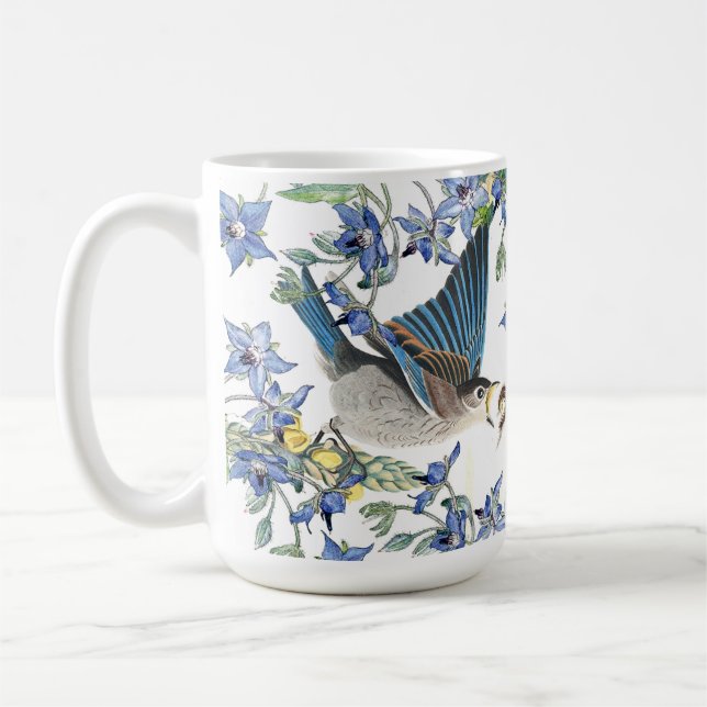 Audubon Bluebird Birds Narcissus Flowers Mug (Left)
