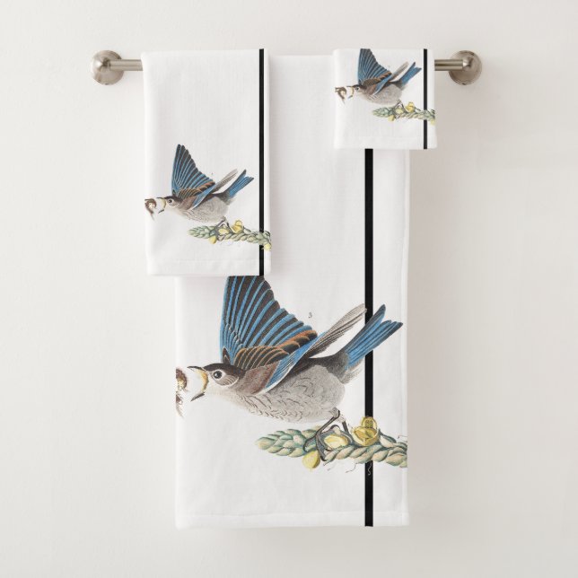 Audubon Bluebirds Birds Wildlife Bath Towel Set (Insitu)