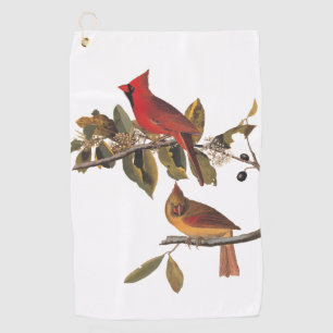 Audubon Cardinal Pair in Wild Almond Tree Golf Towel