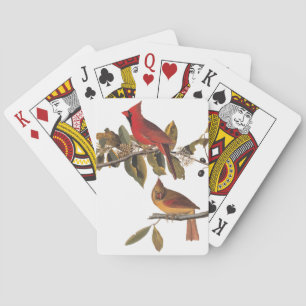 Audubon Cardinal Pair in Wild Almond Tree Playing Cards