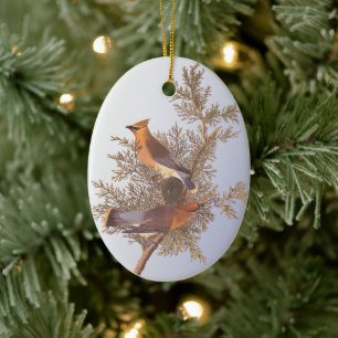 Audubon Cedar Waxwing Bird Ceramic Ornament