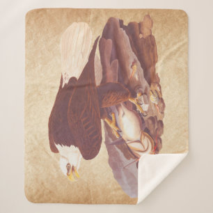 Audubon Classic Bald Eagle with Fresh Catch Fish Sherpa Blanket