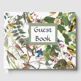 Audubon Collage Birds Wildlife Flowers Guest Book