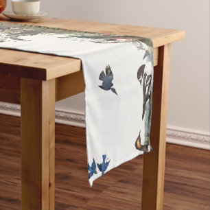 Audubon Collage of Birds Flowers Table Runner