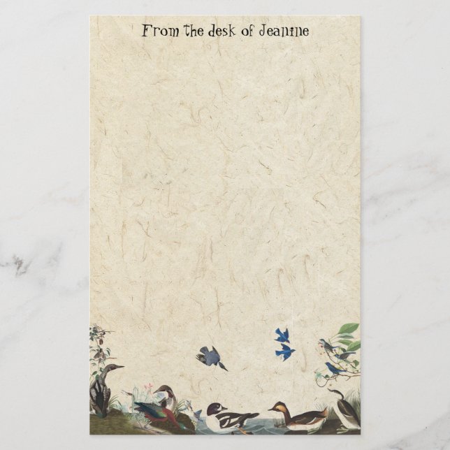 Audubon Collage of Birds Handmade Paper Stationery (Front)