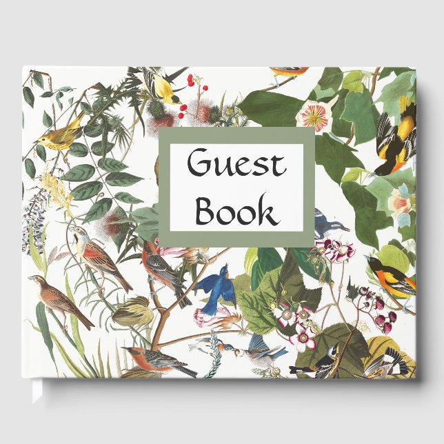 Audubon Collage Oiseaux Fleurs sauvages Livre d'or (Recto)
