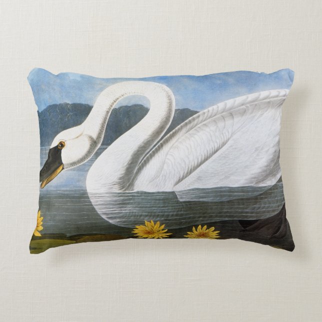 Audubon: Common Swan Decorative Pillow (Front)