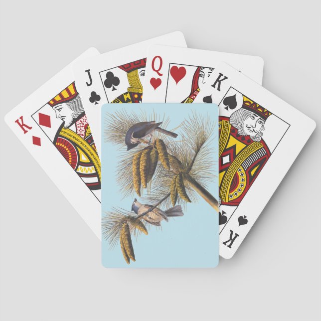 Audubon Crested Titmouse Birds in Pine Tree Playing Cards (Back)