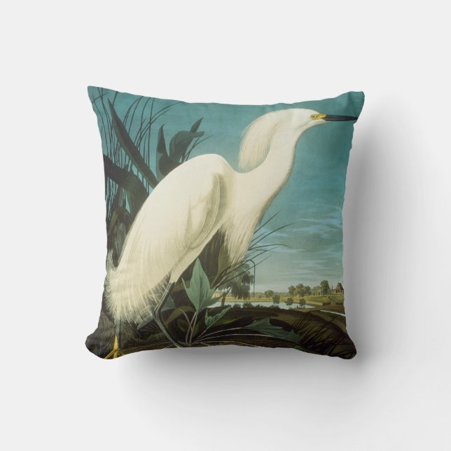 Audubon: Egret Throw Pillow (Front)