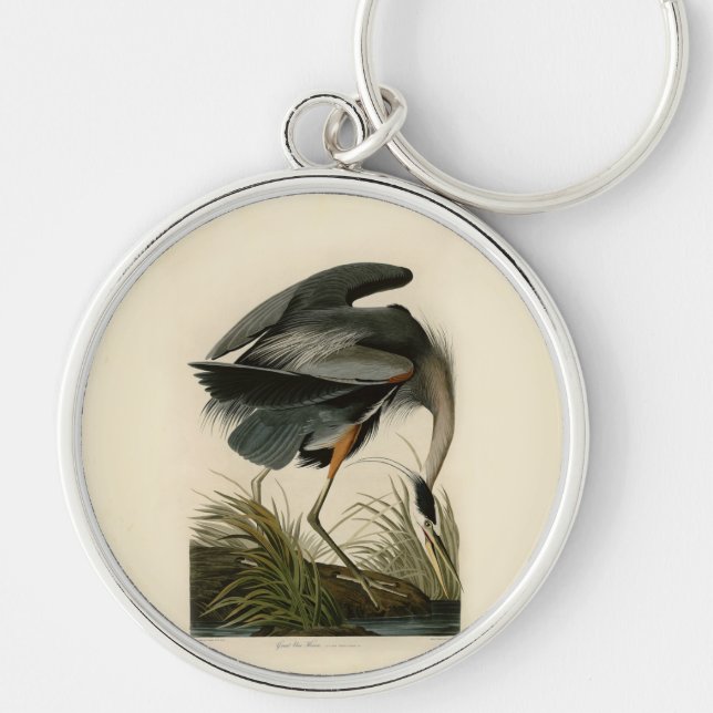 Audubon Great Blue Heron Marsh Bird Keychain (Front)