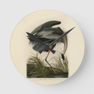 Audubon Great Blue Heron Marsh Bird Round Clock