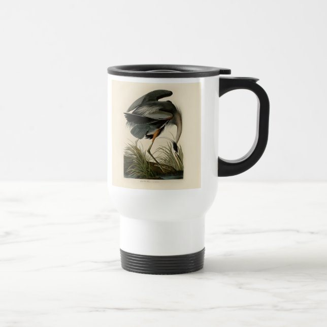 Audubon Great Blue Heron Marsh Bird Travel Mug (Right)