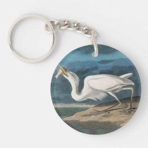 Audubon Great White Heron: Vintage Coastal Bird Keychain