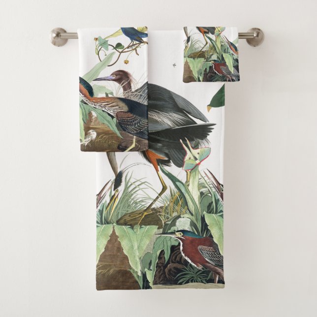 Audubon Heron Birds Wildlife Bath Towel Set (Insitu)