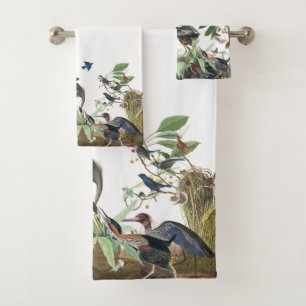 Audubon Herons Loon Bluebird Birds Bath Towel Set