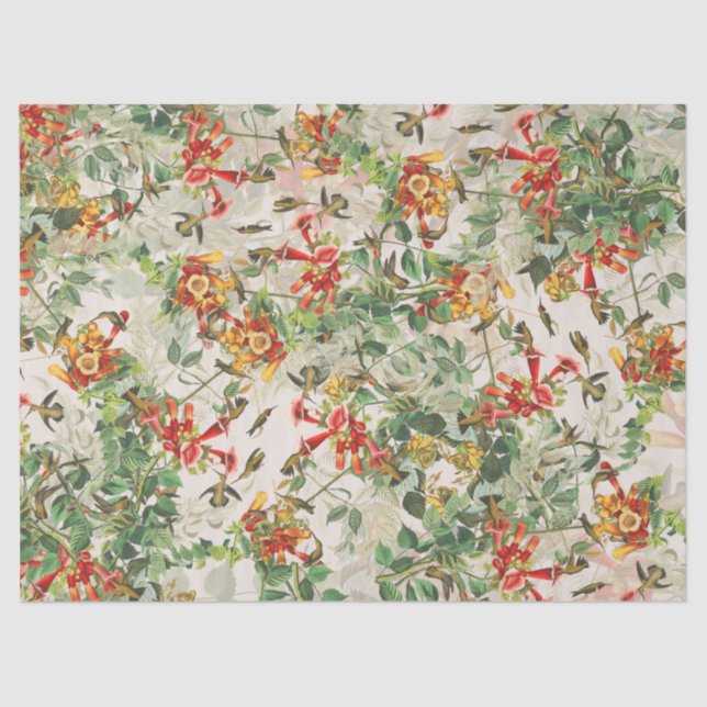 Audubon Hummingbird Birds Flowers Tissue Paper (Front)