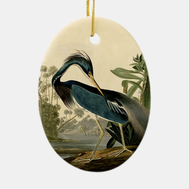 Audubon Louisiana Heron Birds America Art Ceramic Ornament (Back)