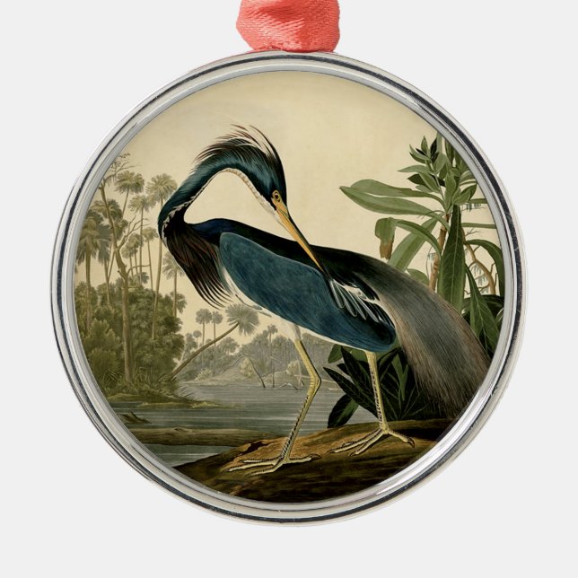 Audubon Louisiana Heron Birds America Art Metal Ornament (Front)