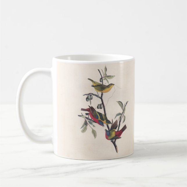 Audubon Painted Bunting Bird Wildlife Coffee Mug (Left)
