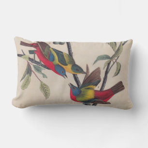 Audubon Painted Bunting Bird Wildlife Lumbar Pillow