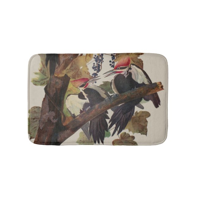 Audubon Pileated Woodpecker Bird Painting Bath Mat (Front)