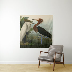 Audubon Purple Heron Reddish Egret Print: Bird Art Tapestry