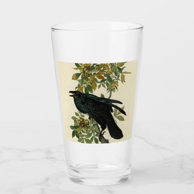 Audubon Raven Bird Classic Artwork Glass (Front)