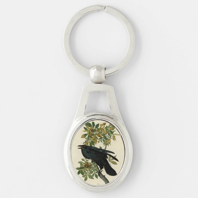 Audubon Raven Bird Classic Artwork Keychain (Front)