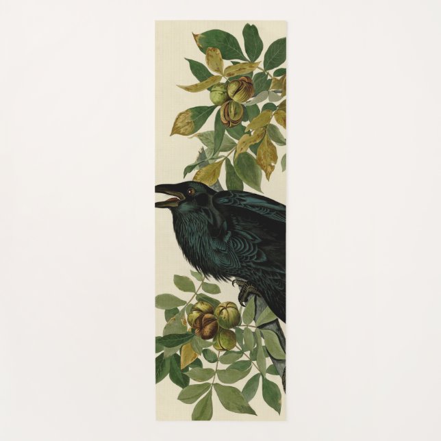 Audubon Raven Bird Classic Artwork Yoga Mat (Front)