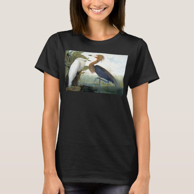 Audubon: Reddish Egret Or Purple Heron T-Shirt (Front)