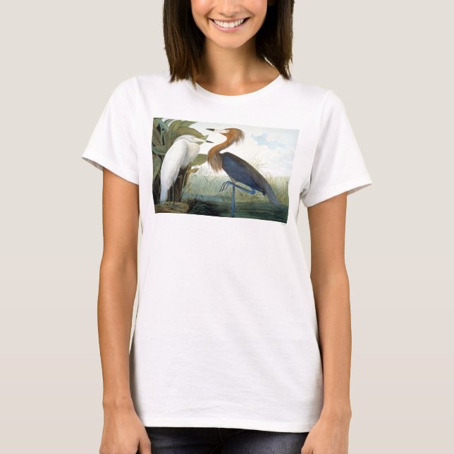 Audubon: Reddish Egret Or Purple Heron T-Shirt (Front)
